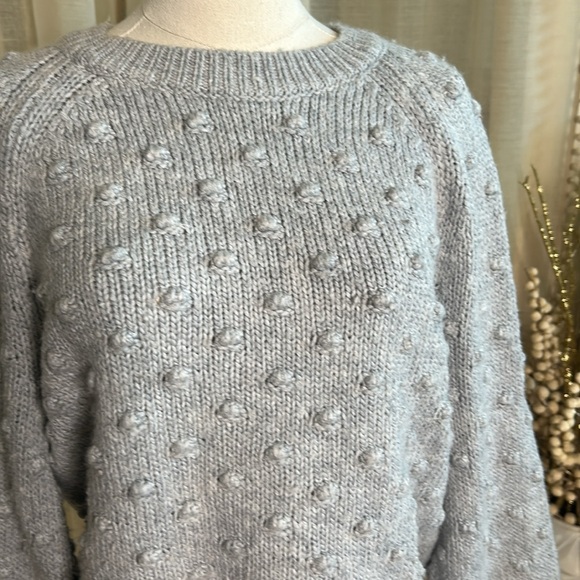 GAP Grey Knit Bubble Sleeve Dot Sz Medium - Picture 2 of 8